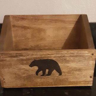 wood caddy with bear using gun powder