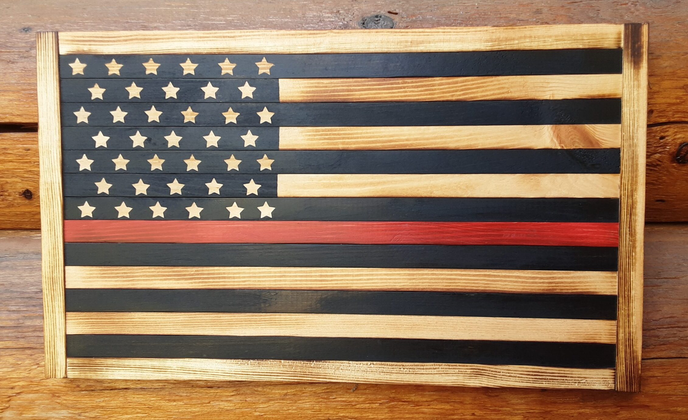 Red Line Wooden Flag